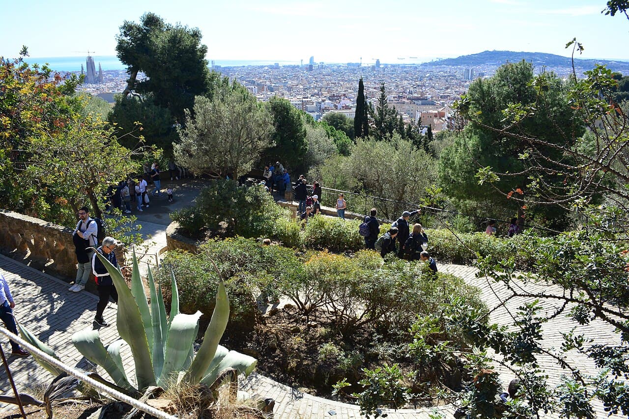 Barcelona cityscape and the Mediterranean seen from Park Güell